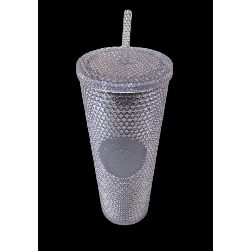 ‎Starbucks Platinum Studded Cold Cup Tumbler Venti Silver 24oz New